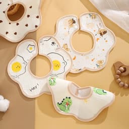 Thumbnail Yếm tròn xoay 360 Xô Muslin chống thấm nhiều họa tiết cho bé trai bé gái sơ sinh KT 22*24 cm 4