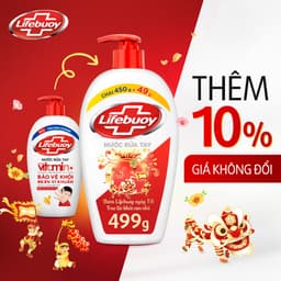 Thumbnail Nước Rửa Tay Lifebuoy Bảo Vệ Khỏi 99.9% Vi Khuẩn Gây Bệnh Hỗ Trợ Cùng Đề Kháng Da Tự Nhiên 450G/ Phiên bản Tết 499g 4