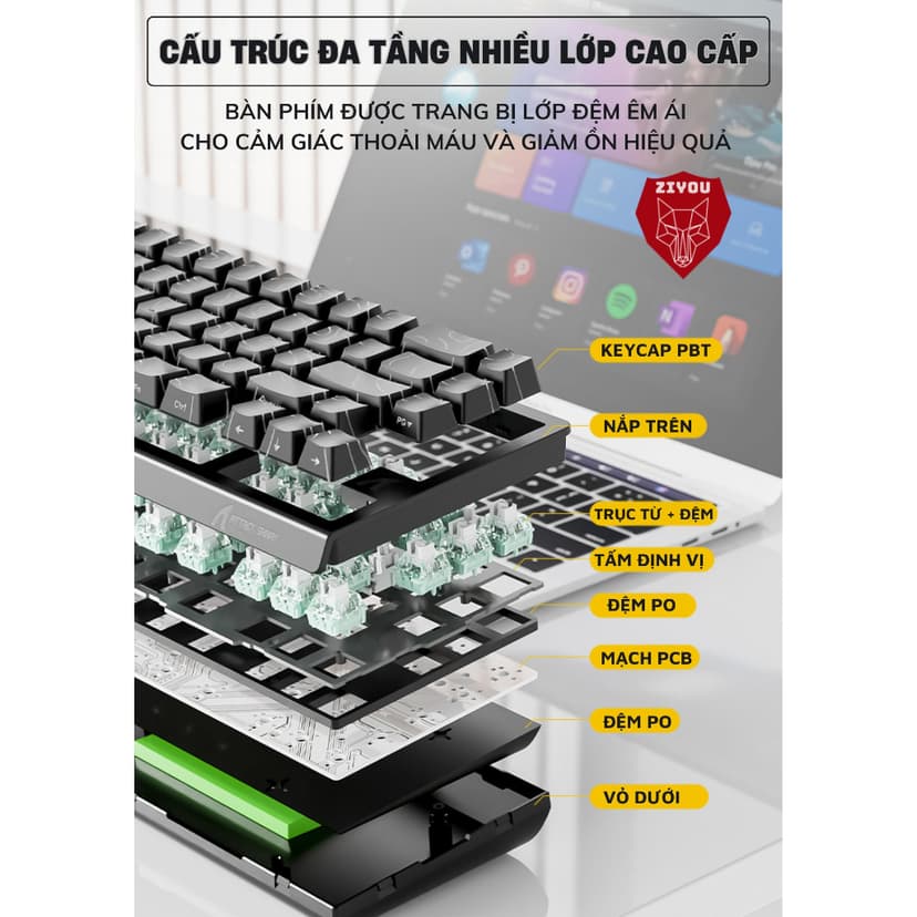 Ảnh Bàn Phím Cơ Rapid Trigger Ziyou Attack Shark X68 HE LED RGB Cao Cấp Chuyên Game 3