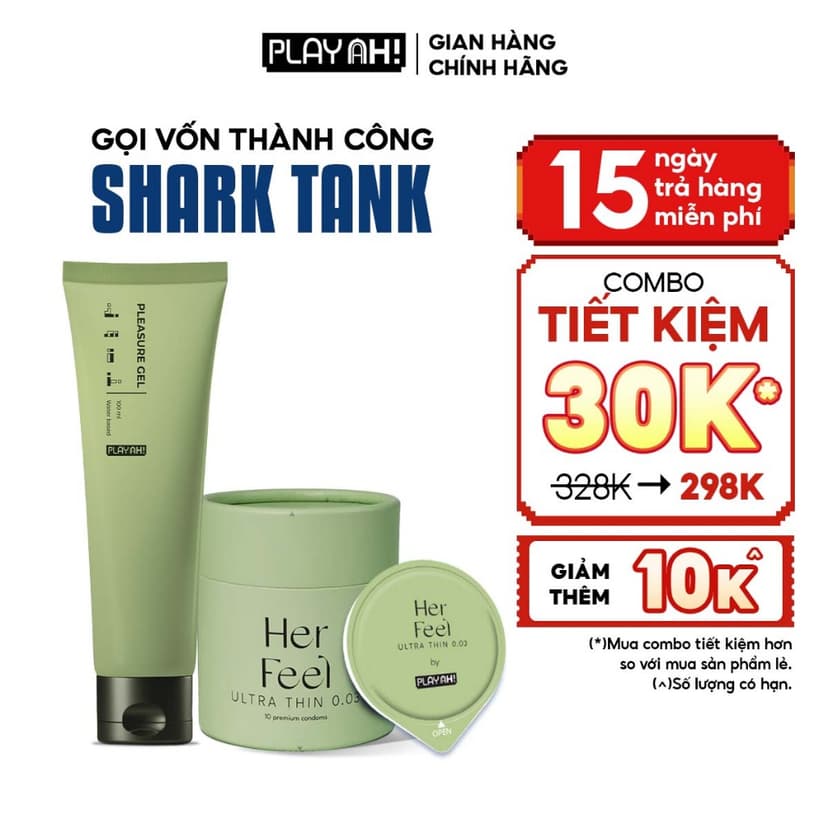 Ảnh Combo Gel Bôi Trơn 100ml + Bao Cao Su PlayAh Hộp 10 Siêu Mỏng 0.03, Kéo Dài Thời Gian, Thêm Gai, Ôm Khít 1