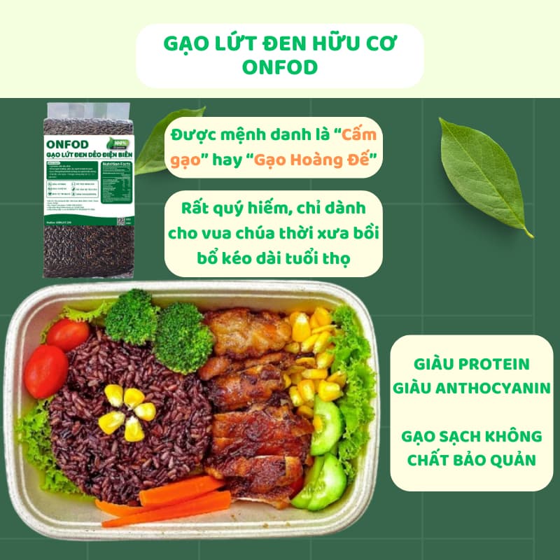 Ảnh Gạo lứt đen dẻo điện biên organic ONFOD dành cho người giảm cân, thực dưỡng, ăn kiêng, tiểu đường, béo phì 500g 1kg 4