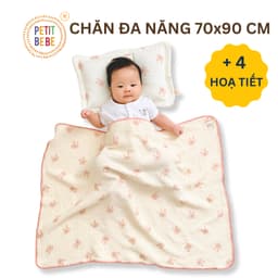 Thumbnail Chăn đa năng 70x90cm viền thủ công cho bé PETIT BEBE muslin 4 lớp thấm hút thoáng khí 1
