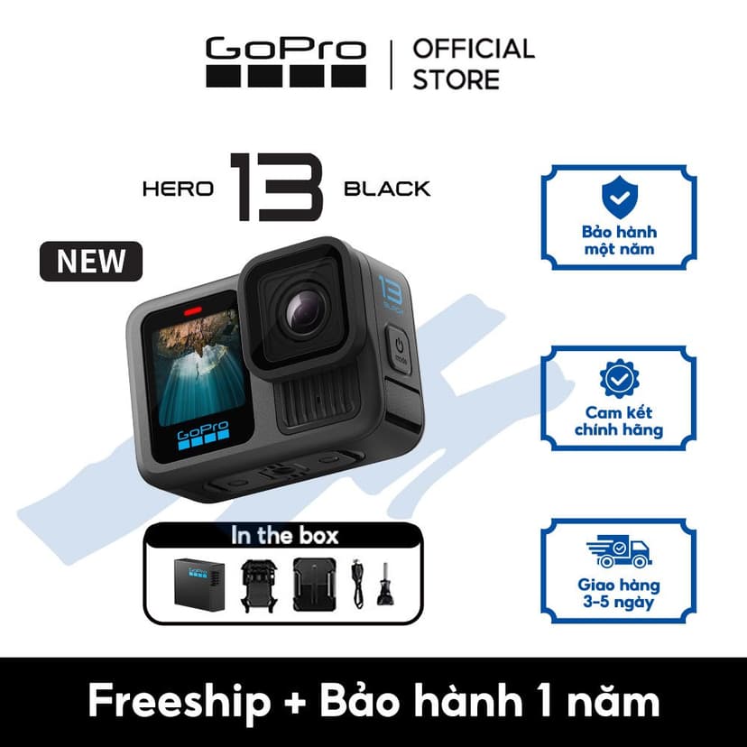 Ảnh GoPro Hero13 Black Camera hành động chống nước, ảnh 27MP + video 5.3K, GPS, không bao gồm Lenses HB 1