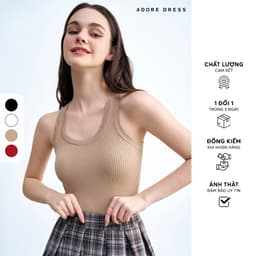 Thumbnail 413HT3005 - Áo giữ ấm không tay cổ oval len dệt đen/đỏ/trắng/beige ADORE DRESS 1