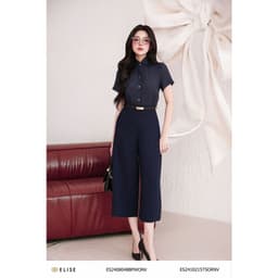 Thumbnail Quần lửng suông tím than túi dọc thiết kế Elise ES2408048BPWONV 1