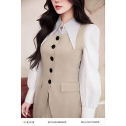 Thumbnail Áo gile kem cổ vuông thiết kế Elise FF2411011TVWOCR 2
