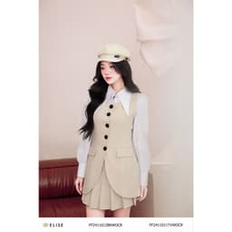 Thumbnail Chân váy kem dập ly thiết kế Elise FF2411012BKWOCR 2
