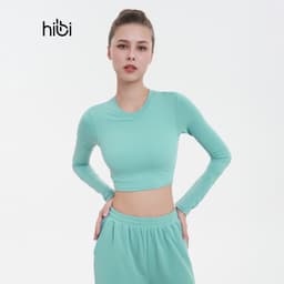 Thumbnail Áo Tập Yoga Gym Hibi Sports CR832 Kiểu Tay Dài Cổ Tròn, Kèm Mút Ngực 4