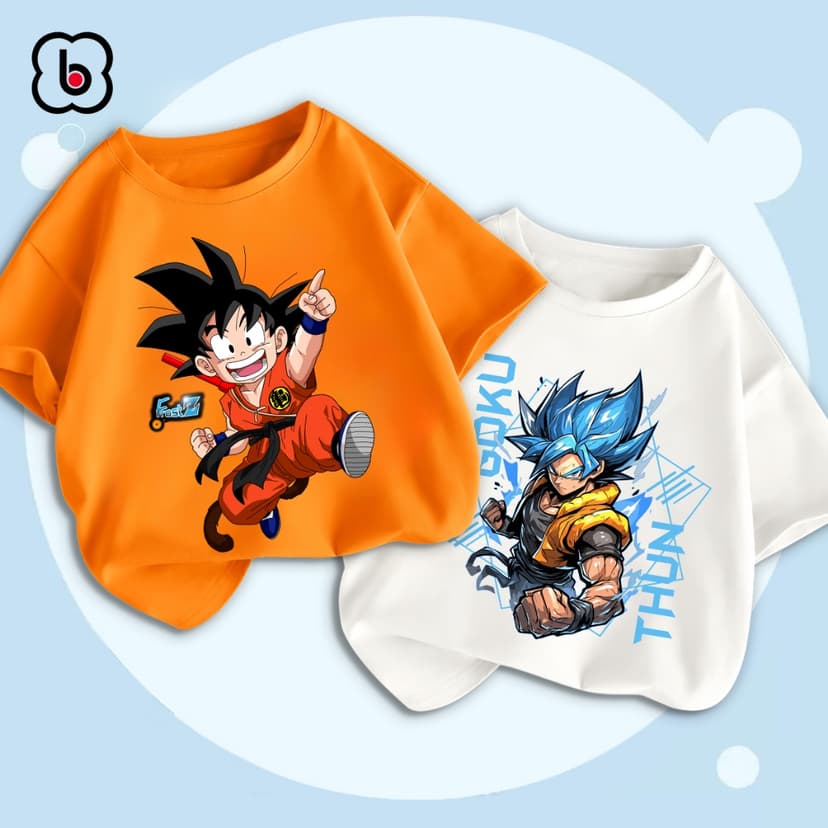 Ảnh Áo thun cho bé trai BabyloveGO áo phông cộc tay cho bé chất thun cotton mềm mịn in hình anime Dragon Ball 2