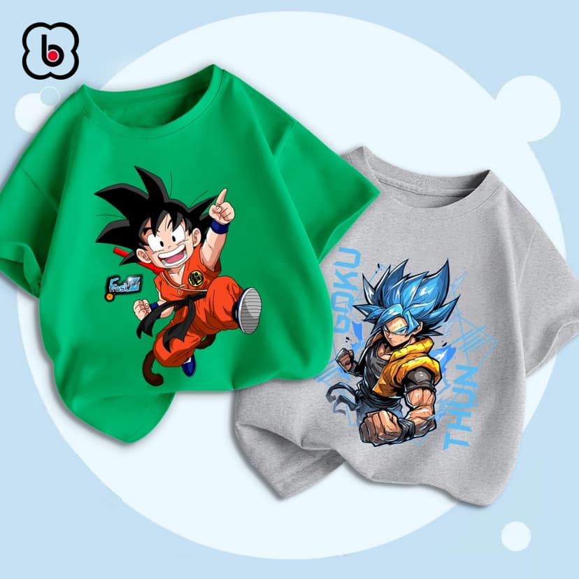 Ảnh Áo thun cho bé trai BabyloveGO áo phông cộc tay cho bé chất thun cotton mềm mịn in hình anime Dragon Ball 3