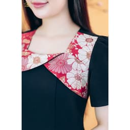 Thumbnail Đầm xòe trung niên cho mẹ - Cổ vuông tim tay ngắn - Màu Đen - TTV Store thời trang nữ TTV1824 3
