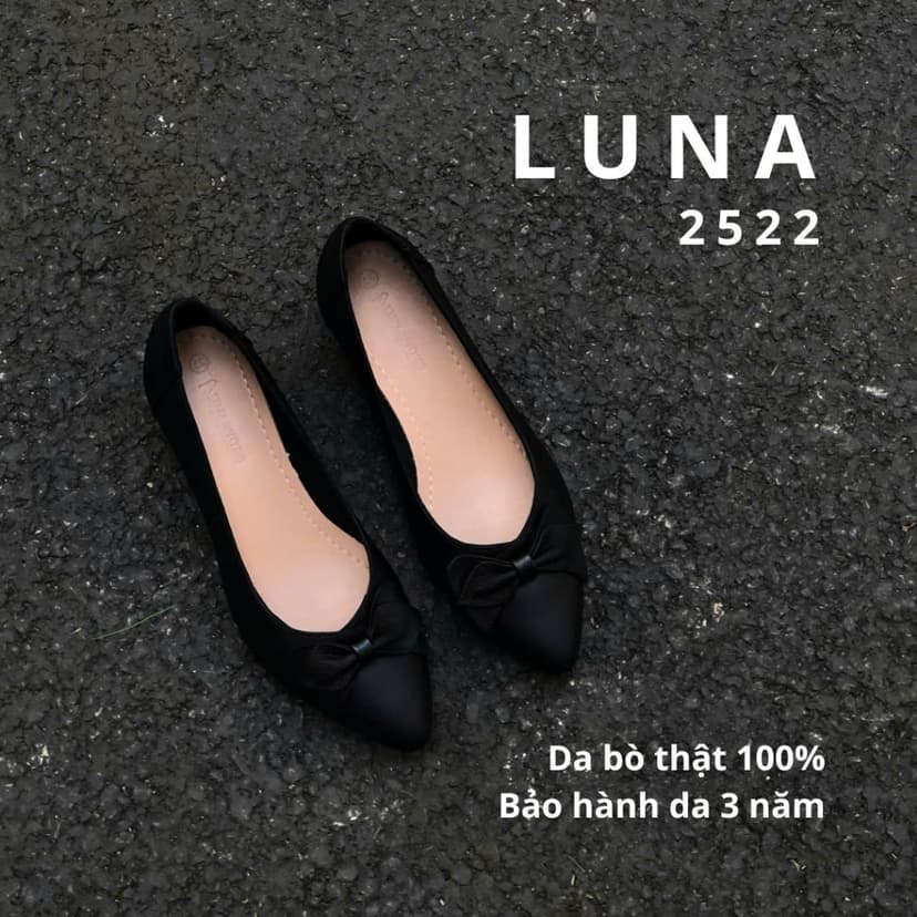 Ảnh Giày đế xuồng 3p LUNASHOES 2522 da bò mềm êm chân thoáng khí đế tpr cao cấp bảo hành lên tới 3 năm 2