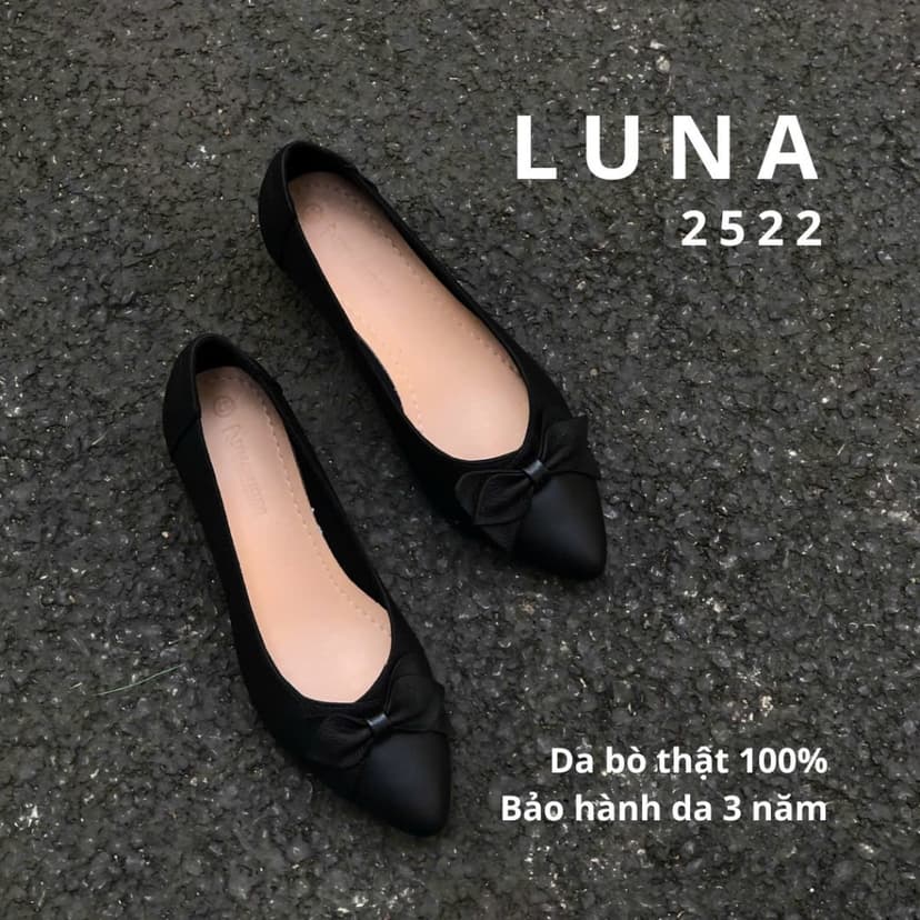 Ảnh Giày đế xuồng 3p LUNASHOES 2522 da bò mềm êm chân thoáng khí đế tpr cao cấp bảo hành lên tới 3 năm 3