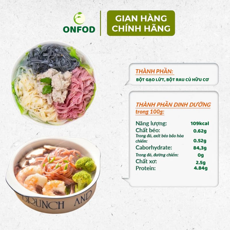 Ảnh Mì chũ rau củ gạo lứt ngũ sắc sấy lạnh hữu cơ ONFOD ăn kiêng giảm cân cho người tiểu đường, gym, yoga, mẹ bầu 1kg 2