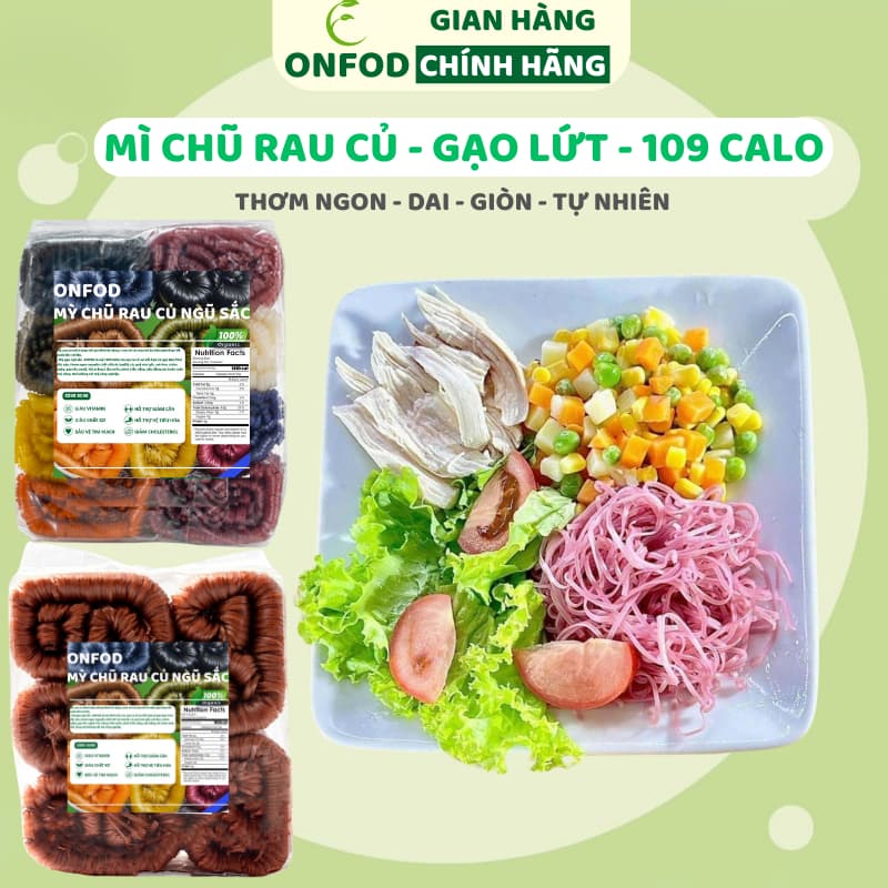Ảnh Mì chũ rau củ gạo lứt ngũ sắc sấy lạnh hữu cơ ONFOD ăn kiêng giảm cân cho người tiểu đường, gym, yoga, mẹ bầu 1kg 1