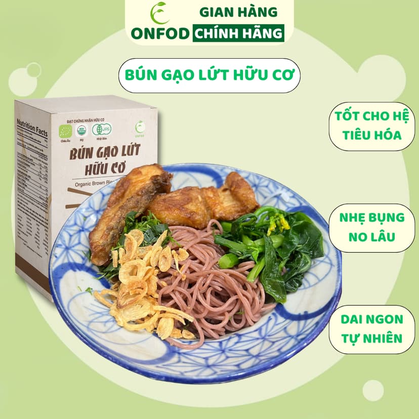 Ảnh Bún gạo lứt giảm cân hữu cơ huyết rồng ONFOD eat clean ăn kiêng tiểu đường gym 250g 500g 1