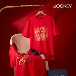 Thumbnail COMBO 2 Áo thun T-shirt  đỏ may mắn Jockey Cotton Nam Nữ - 2J4100J4101 4
