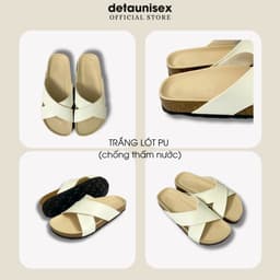 Thumbnail Dép Birken Đế Trấu Quai Chéo Nam Nữ Chữ X màu Trắng DETAUNISEX - DETA23TD 2