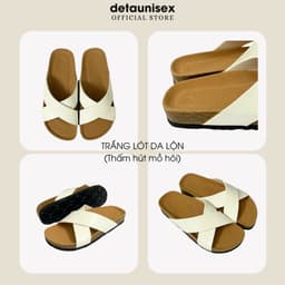 Thumbnail Dép Birken Đế Trấu Quai Chéo Nam Nữ Chữ X màu Trắng DETAUNISEX - DETA23TD 1