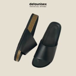 Thumbnail Dép Birken đế trấu nam nữ quai bảng ngang DETAUNISEX màu đen lót đen - DETA12F 2