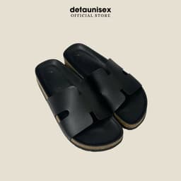 Thumbnail Dép Birken đế trấu chữ H nam nữ phong cách Detaunisex màu Đen lót Đen - DETA14F 2