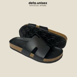 Thumbnail Dép Birken đế trấu chữ H nam nữ phong cách Detaunisex màu Đen lót Đen - DETA14F 3