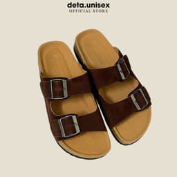 Thumbnail Dép Birken đế trấu quai ngang 2 khoá quai da lộn may chỉ nam nữ thời trang DETAUNISEX - DETA27 2