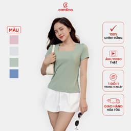 Thumbnail Áo thun nữ CARDINA chất liệu tăm lạnh cổ vuông tay bồng kiểu dáng nhẹ nhàng hiện đại trẻ trung 4AFC12 5AFC12 1