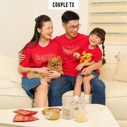 Thumbnail Áo Thun Tết 2025 Couple TX Tết 2025 In Kim Tuyến Chữ Health And Peace Vải Cotton Form Regular TS 439 1