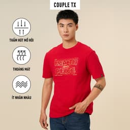 Thumbnail Áo Thun Tết 2025 Couple TX Tết 2025 In Kim Tuyến Chữ Health And Peace Vải Cotton Form Regular TS 439 4