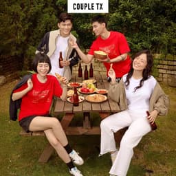 Thumbnail Áo Thun Tết 2025 Couple TX Tết 2025 In Kim Tuyến Chữ Health And Peace Vải Cotton Form Regular TS 439 2