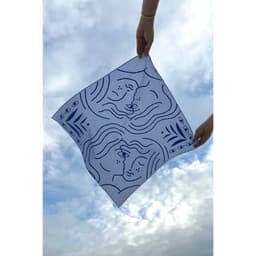 Thumbnail TheBlueTshirt - Khăn vuông choàng cổ Bandana cotton màu xanh dương Blue Iconic - WaterBlue Gingham - Women 1