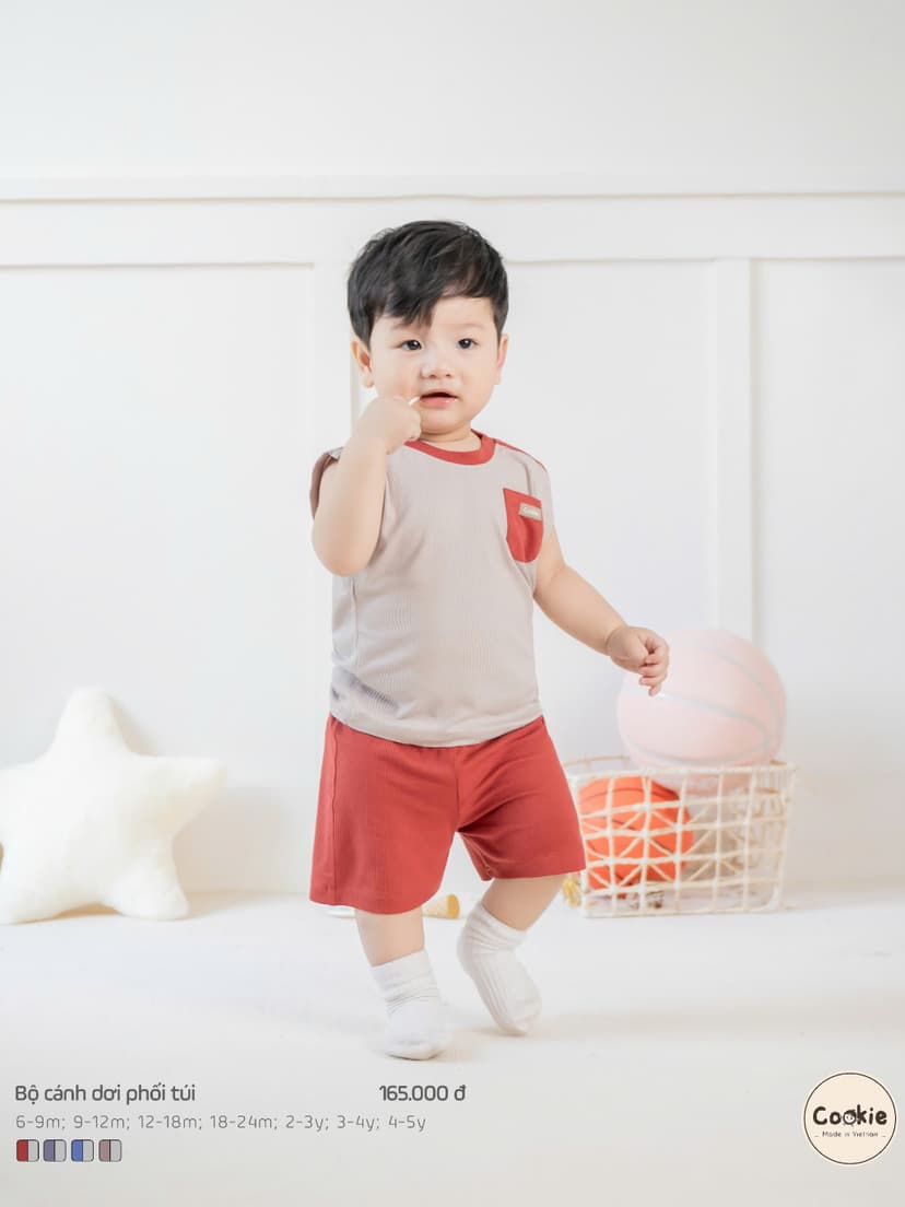 Ảnh Bộ Cộc Cho Bé Trai COOKIE, Bộ Cánh Dơi Phối Túi Từ 6 Tháng Đến 5 Tuổi 2025 3
