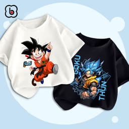 Thumbnail Áo thun cho bé trai BabyloveGO áo phông cộc tay cho bé chất thun cotton mềm mịn in hình anime Dragon Ball 1