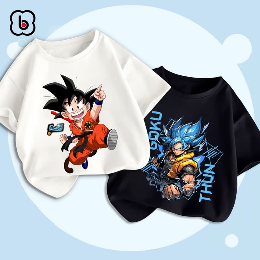Ảnh Áo thun cho bé trai BabyloveGO áo phông cộc tay cho bé chất thun cotton mềm mịn in hình anime Dragon Ball 1