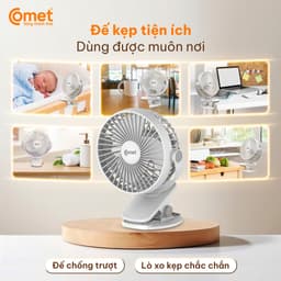Thumbnail Quạt Sạc Tích Điện Mini Kẹp Bàn Comet CRF0705 5W Đế Kẹp Xe Đẩy Hoặc Để Bàn Xoay 360 Độ 4
