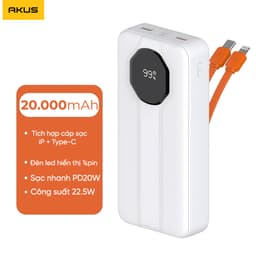 Thumbnail Sạc dự phòng 20000mAh AKUS A22lux Sạc nhanh 20W Type-C in/out 4