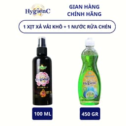 Thumbnail Combo 2: 1 Chai Xịt Xả Vải Khô 100ml + 1 Chai Nước Rửa Chén 400gr - HygienC Plus 1