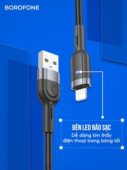 Thumbnail Dây cáp sạc Hoco X89 2.4A 12W  dành cho iphone ipad, cáp H-UPF01-GR bọc dù bên bỉ, dài 1 mét 2