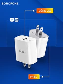 Thumbnail Bộ sạc nhanh iphone 20W Hoco 2 cổng sạc USB + cáp H-UPF01-GO TypeC chính hãng 2