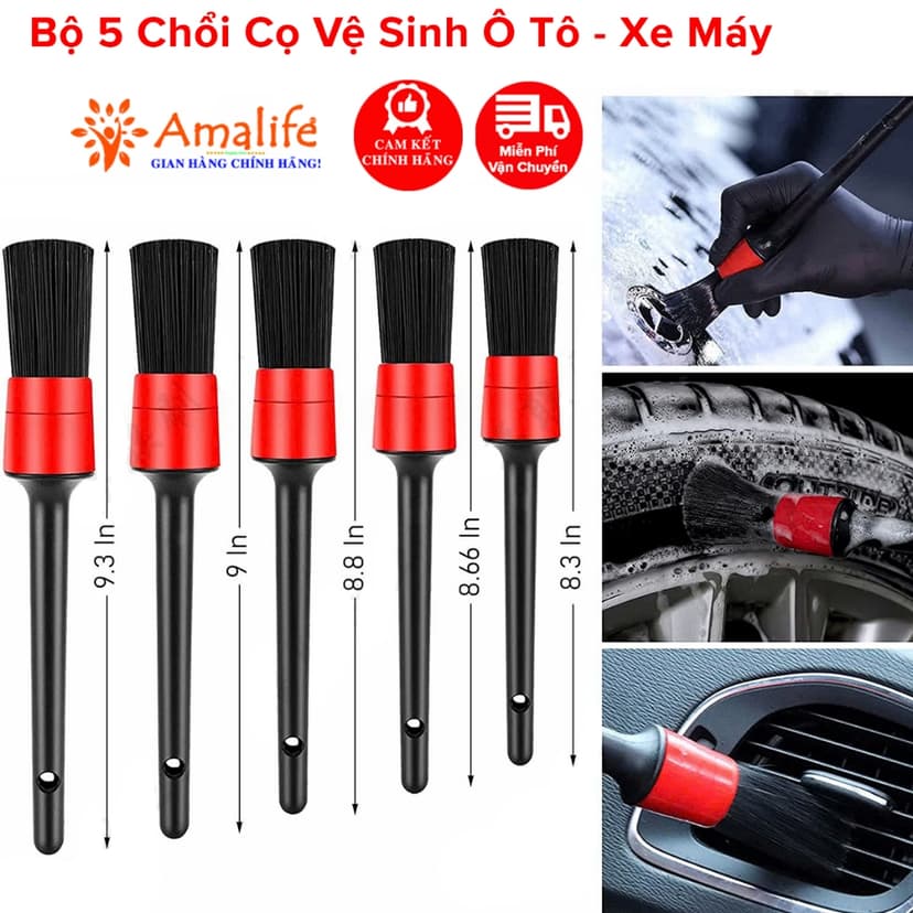 Ảnh 5 Chiếc Chổi Cọ Vệ Sinh Đa Năng Cọ Rửa Khoang Máy Nội Thất Mâm Lốp Xe Ô Tô Xe Máy Hãng Amalife 1
