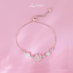 Thumbnail Lắc tay bạc nữ HELINO dây rút cỏ bốn lá đính đá mắt mèo cao cấp trang sức cá tính V18 3