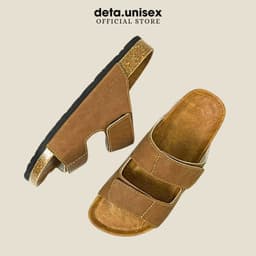 Thumbnail Dép Birken đế trấu nam nữ 2 quai ngang xé dán da sáp tái chế Detaunisex- DEBO25ND 2