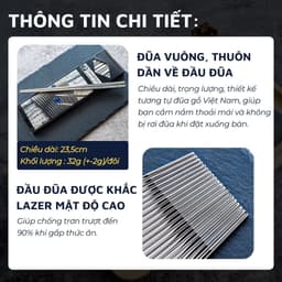 Thumbnail Hộp 5 đôi đũa Inox 304 / 316 cao cấp DandiHome họa tiết chống trơn trượt 4
