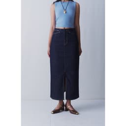 Thumbnail LIBÉ WORKSHOP - Chân váy denim dáng dài xẻ tà thân trước màu xanh dương đậm 1