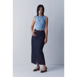Thumbnail LIBÉ WORKSHOP - Chân váy denim dáng dài xẻ tà thân trước màu xanh dương đậm 3