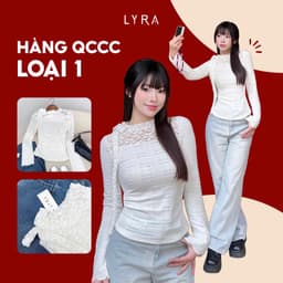 Thumbnail Áo thun dài tay LYRA, áo thun dáng ôm body cổ tròn cách điệu phối ren buộc nơ cổ nữ tính - LWNAO020 1