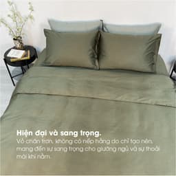 Thumbnail Bộ chăn ga lụa Tencel Cotton (Áo) Changmi Bedding 60S dày đặn, siêu mềm mượt và mát lạnh - Xanh Army 3