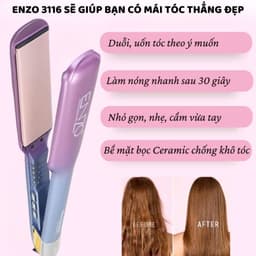 Thumbnail Máy ép tóc duỗi tóc đa năng ENZO 3116 với công nghệ ion âm không gây hư tổn giúp tóc bóng mượt 2