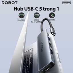 Thumbnail HUB USB-C Chuyển Đổi Đa Năng 5 In 1 ROBOT HT350 Hỗ Trợ Sạc Nhanh PD100W Cổng HDMI, USB 3.0 Và 2 Cổng USB 2.0 4